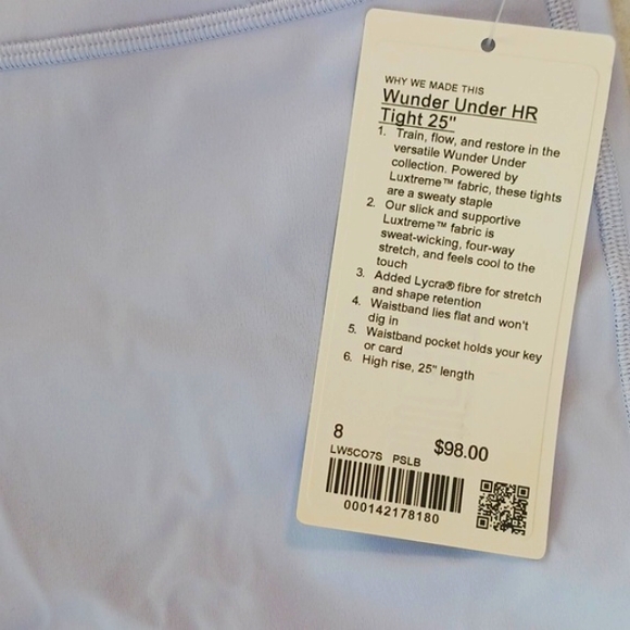 Lululemon Wunder Under HR Tight 25", Size8/M/29", Pastel Blue - Picture 8 of 9